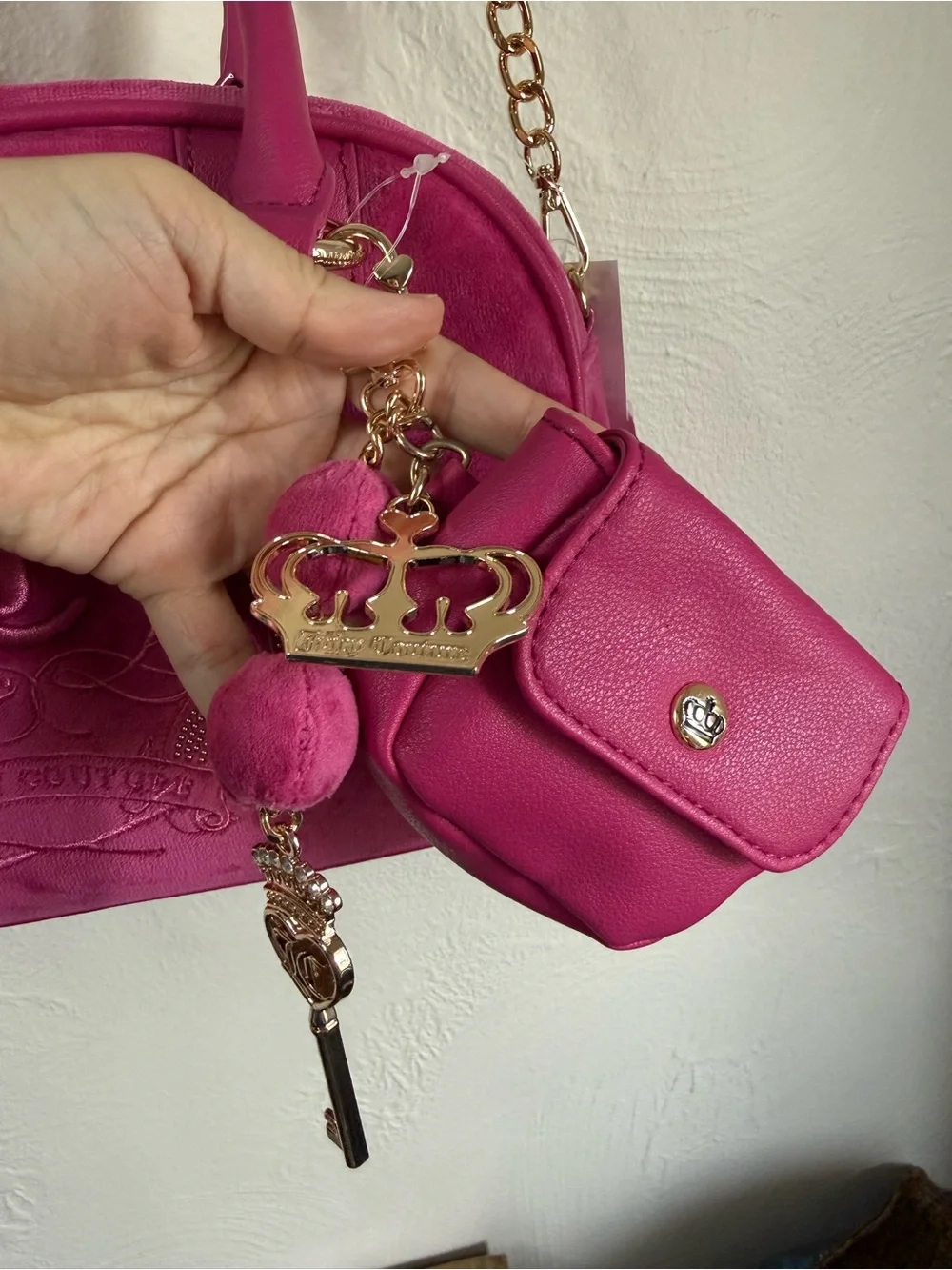 NWT Juicy Couture Sparkle Royal Satchel Raspberry Tart Pink